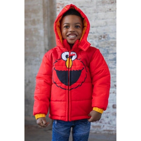 Sesame Street Elmo Jacket 12 Month Red Coat Puffer - Picture 4 of 7